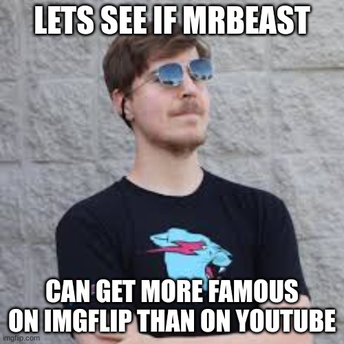 i wanna actually try and get 90m views on this | LETS SEE IF MRBEAST; CAN GET MORE FAMOUS ON IMGFLIP THAN ON YOUTUBE | image tagged in mrbeast | made w/ Imgflip meme maker