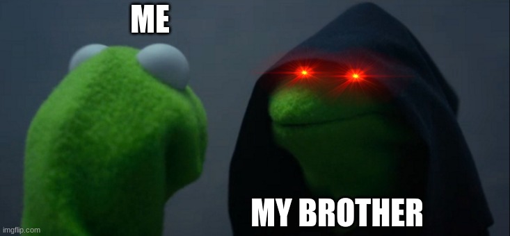 Evil Kermit Meme | ME; MY BROTHER | image tagged in memes,evil kermit | made w/ Imgflip meme maker