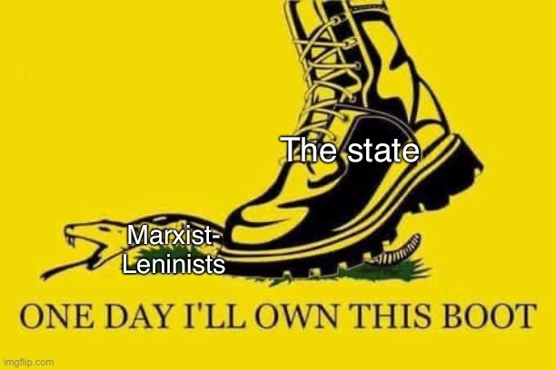 Rocker: “the state can only be what it is: the defender of mass-exploitation and social privileges” | The state; Marxist-
Leninists | image tagged in anarchism,marxism-leninism,lenin,marx,authoritarianism,communism | made w/ Imgflip meme maker