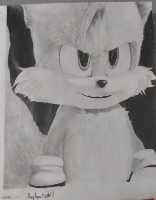 I drew Tails from the New Sonic 2 movie trailer! | image tagged in tails the fox,drawing,sonic movie | made w/ Imgflip meme maker