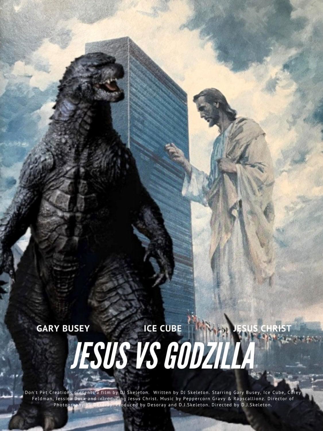 Jesus vs. Godzilla Blank Meme Template