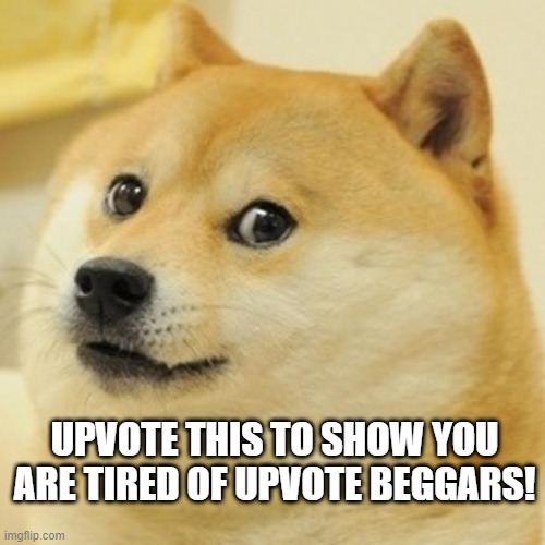 Upvote Beggars | UPVOTE THIS TO SHOW YOU ARE TIRED OF UPVOTE BEGGARS! | image tagged in memes,doge | made w/ Imgflip meme maker