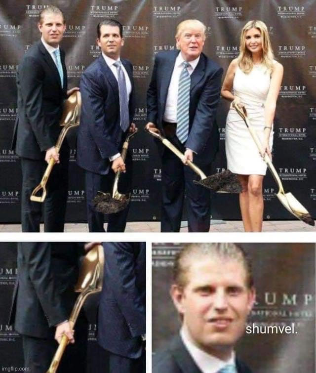 those libtrads gave it to him upside-down, not fair, maga | image tagged in eric trump shumvel,maga,libtrads,libtards,eric trump,shovel | made w/ Imgflip meme maker