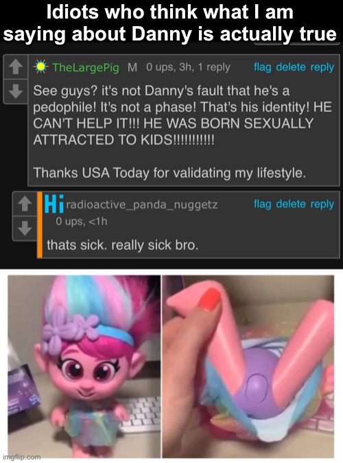 Idiots who think what I am saying about Danny is actually true | image tagged in hasbro pedophilia troll | made w/ Imgflip meme maker