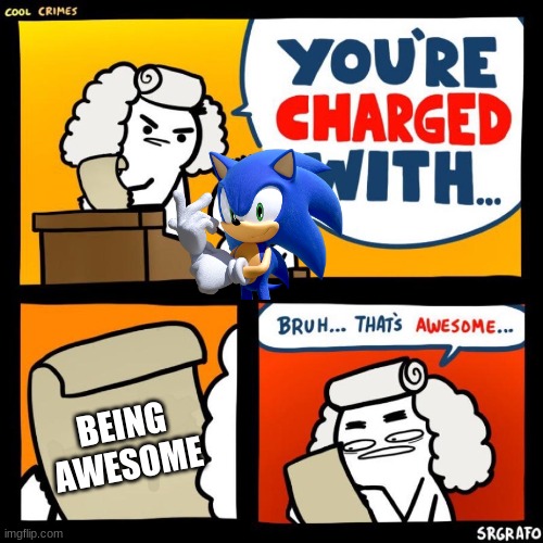 Sonic Boom reference | BEING AWESOME | image tagged in cool crimes,memes,sonic boom | made w/ Imgflip meme maker
