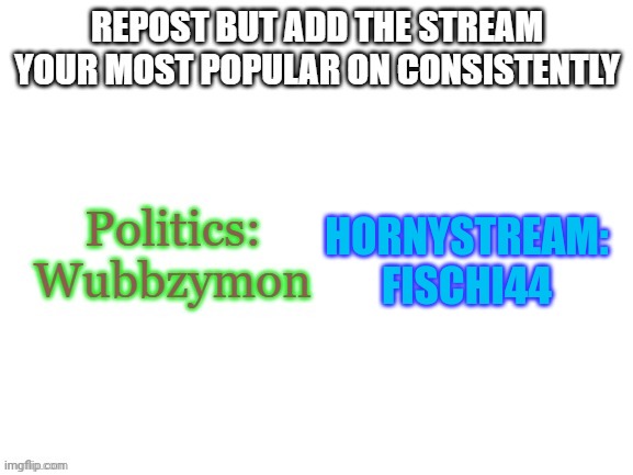 HORNYSTREAM:
FISCHI44 | made w/ Imgflip meme maker
