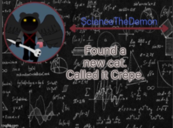 Science's template for scientists | Found a new cat. Called it Crêpe. | image tagged in science's template for scientists | made w/ Imgflip meme maker