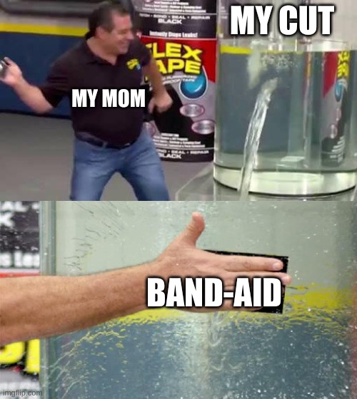 Flex Tape | MY CUT; MY MOM; BAND-AID | image tagged in flex tape | made w/ Imgflip meme maker