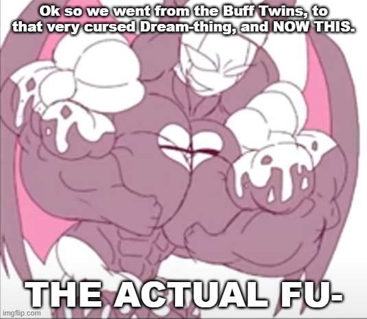W H Y Y Y Y Y Y Y Y Y Y Y Y Y Y Y Y Y Y Y Y Y Y Y Y Y Y Y Y Y Y Y Y Y Y | Ok so we went from the Buff Twins, to that very cursed Dream-thing, and NOW THIS. THE ACTUAL FU- | made w/ Imgflip meme maker