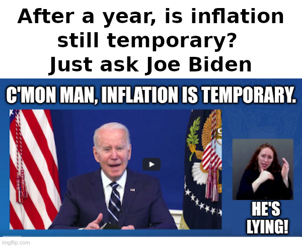 After a year, is inflation still temporary? Just ask Joe Biden | image tagged in joe biden,inflation,gas prices,why you always lying | made w/ Imgflip meme maker