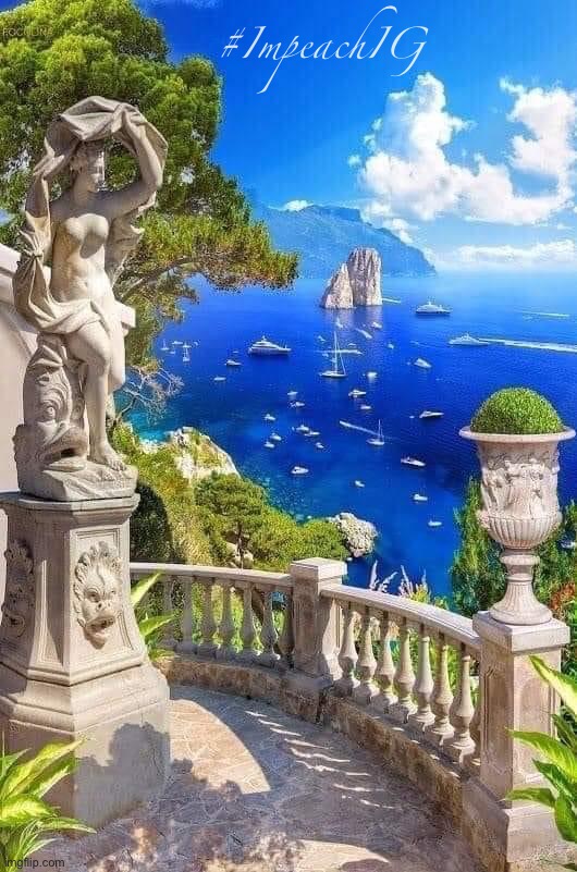 [Statue of inherent sin overlooks Bay of Naples in Capri, Southern Italy; c. 2022, colorized] | #ImpeachIG | image tagged in capri italy,statue,of,inherent,sin,impeach ig | made w/ Imgflip meme maker