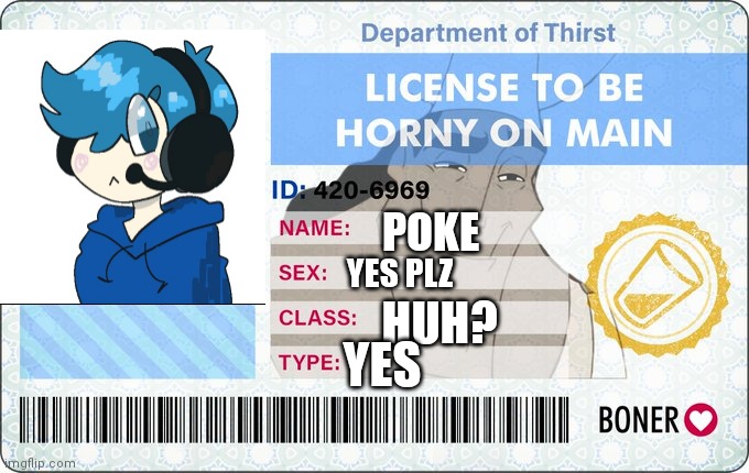 I have it now. Don't think I will need it but I have it just in case | POKE; YES PLZ; HUH? YES | image tagged in license to be horny on main | made w/ Imgflip meme maker