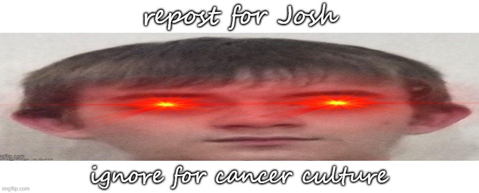 ppl say cancel culture, get it right its C A N C E R culture | repost for Josh; ignore for cancer culture | image tagged in it's josh himself | made w/ Imgflip meme maker