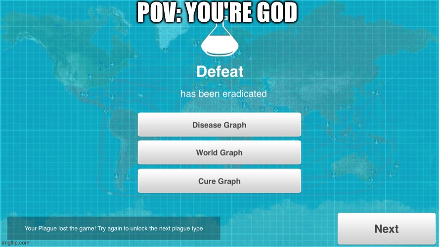 Plague inc | POV: YOU'RE GOD | image tagged in plague inc x has been eradicated | made w/ Imgflip meme maker