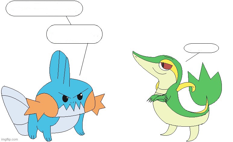 High Quality snivy talking to mudkip Blank Meme Template