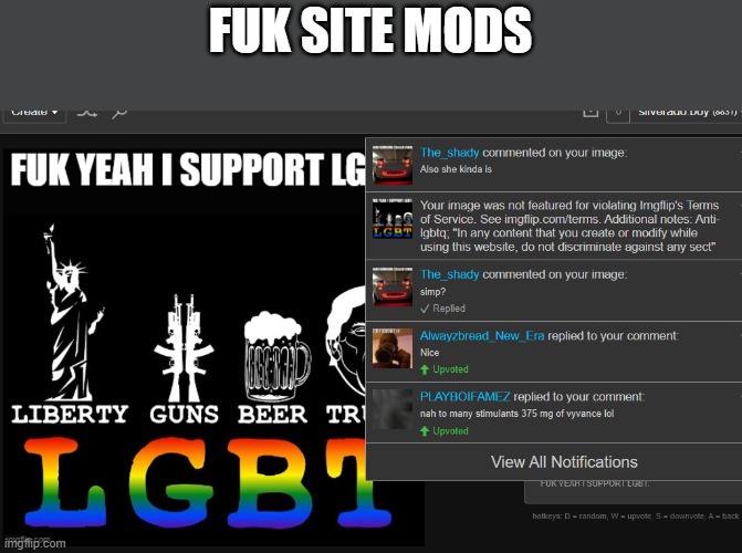 tbh they're worse than discord mods | FUK SITE MODS | made w/ Imgflip meme maker