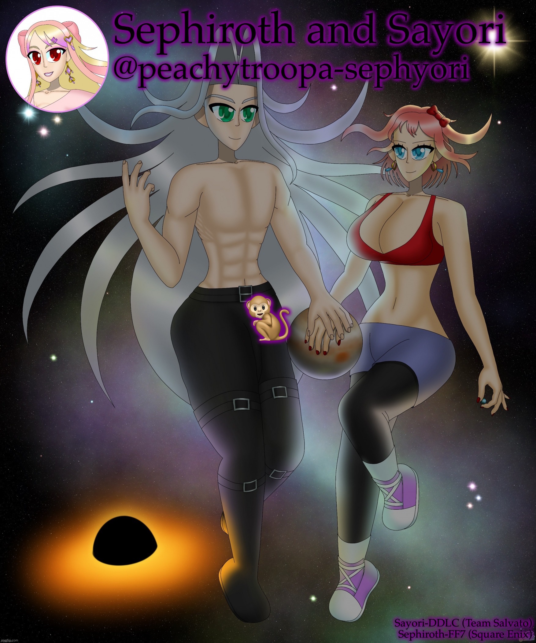 Sayori and Sephiroth | 🐒 | image tagged in sayori and sephiroth | made w/ Imgflip meme maker