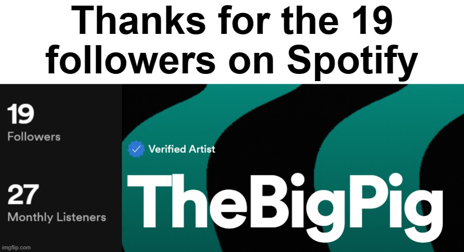 Thanks for the 19 followers on Spotify | made w/ Imgflip meme maker