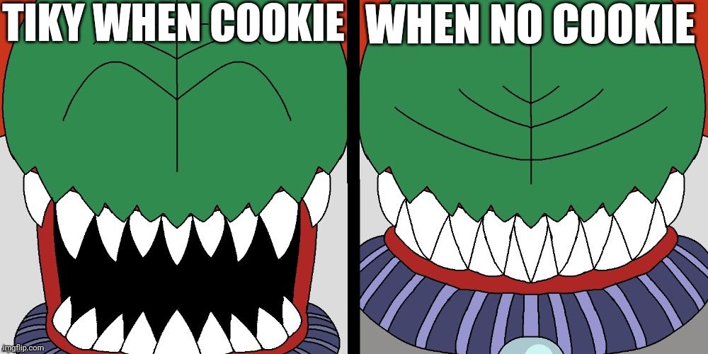 Tricky Reaction | TIKY WHEN COOKIE WHEN NO COOKIE | image tagged in tricky reaction | made w/ Imgflip meme maker
