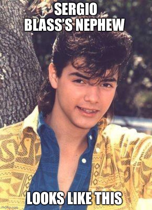 Sergio Blass Nephew | SERGIO BLASS’S NEPHEW; LOOKS LIKE THIS | image tagged in menudo,latin pop,music | made w/ Imgflip meme maker