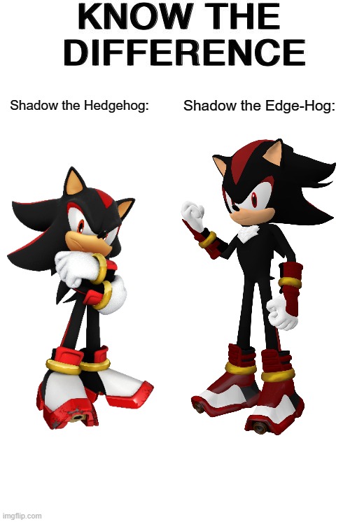 Image tagged in know the difference,shadow the hedgehog - Imgflip