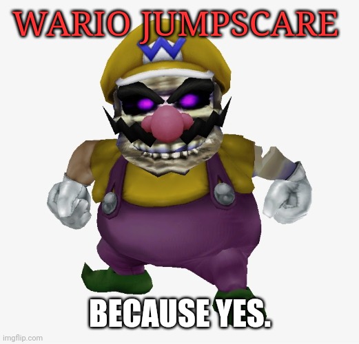 Wario jumpscare | WARIO JUMPSCARE; BECAUSE YES. | image tagged in dry wario | made w/ Imgflip meme maker