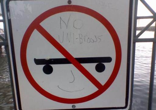 No Unibrows | image tagged in funny,signs/billboards