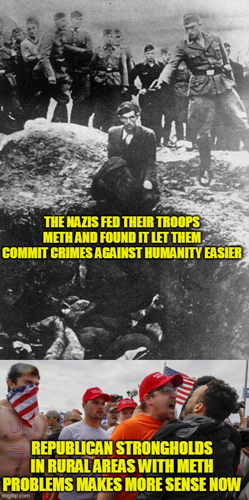Nazis thought they would rule for a 1000 years, the current crop of republicans are thinking the same way | THE NAZIS FED THEIR TROOPS METH AND FOUND IT LET THEM COMMIT CRIMES AGAINST HUMANITY EASIER; REPUBLICAN STRONGHOLDS IN RURAL AREAS WITH METH PROBLEMS MAKES MORE SENSE NOW | image tagged in nazi,angry red cap | made w/ Imgflip meme maker