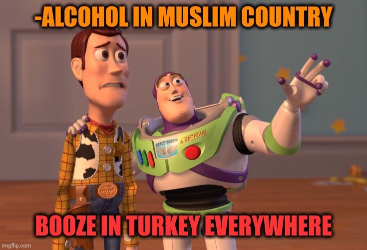 -Hotels are working well. | -ALCOHOL IN MUSLIM COUNTRY; BOOZE IN TURKEY EVERYWHERE | image tagged in memes,x x everywhere,alcohol,muslim,country,turkish | made w/ Imgflip meme maker