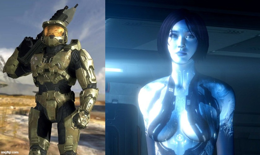 image tagged in master chief,cortana | made w/ Imgflip meme maker