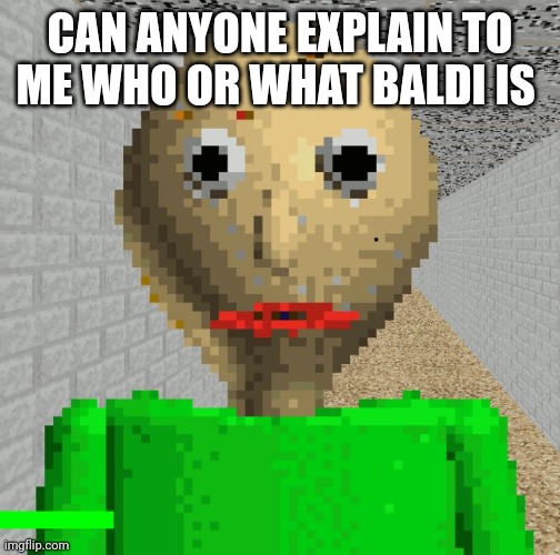 Baldi | CAN ANYONE EXPLAIN TO ME WHO OR WHAT BALDI IS | image tagged in baldi | made w/ Imgflip meme maker