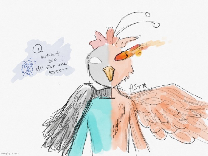 ok so my friend did some epic art of my feathersona i- | made w/ Imgflip meme maker