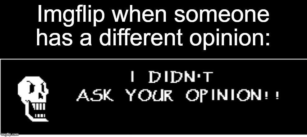 Everyone's gonna say "didn't ask" in the comments |  Imgflip when someone has a different opinion: | image tagged in x i didn't ask your opinion,memes,did i ask,didn't ask | made w/ Imgflip meme maker