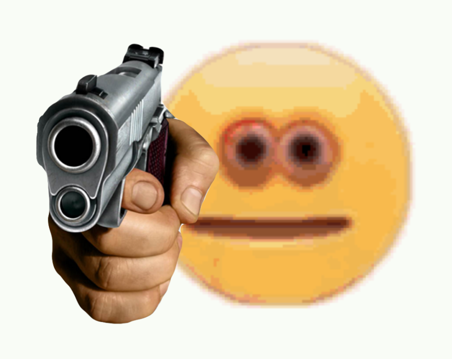 Cursed Emoji Holding an gun Blank Meme Template