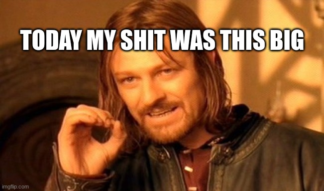 One Does Not Simply Meme | TODAY MY SHIT WAS THIS BIG | image tagged in memes,one does not simply | made w/ Imgflip meme maker