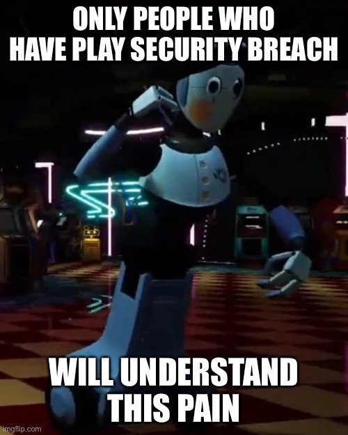 S.T.A.F.F Bots >:( | ONLY PEOPLE WHO HAVE PLAY SECURITY BREACH; WILL UNDERSTAND THIS PAIN | image tagged in memes | made w/ Imgflip meme maker