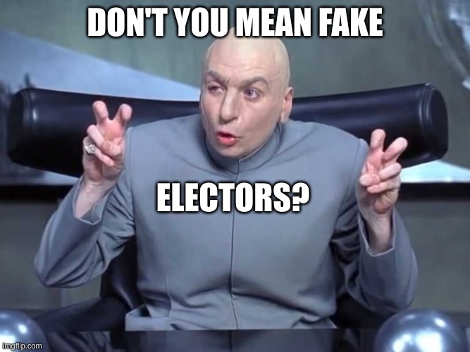 Dr Evil air quotes | DON'T YOU MEAN FAKE ELECTORS? | image tagged in dr evil air quotes | made w/ Imgflip meme maker