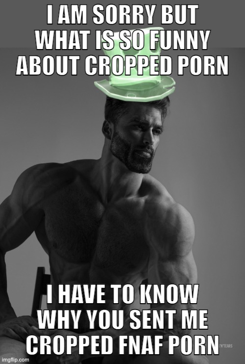 Why yes, scary hat is my best friend | I AM SORRY BUT WHAT IS SO FUNNY ABOUT CROPPED PORN; I HAVE TO KNOW WHY YOU SENT ME CROPPED FNAF PORN | image tagged in why yes scary hat is my best friend | made w/ Imgflip meme maker