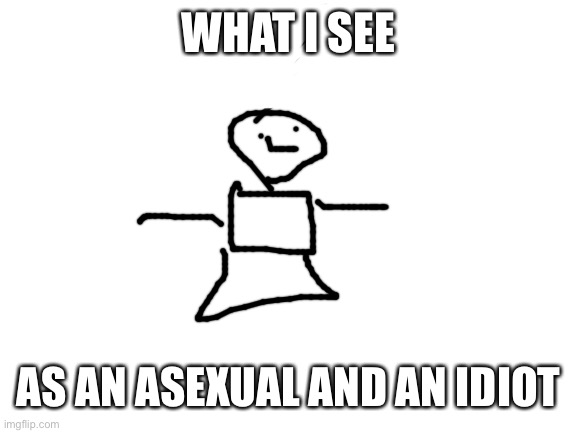 Blank White Template | WHAT I SEE AS AN ASEXUAL AND AN IDIOT | image tagged in blank white template | made w/ Imgflip meme maker