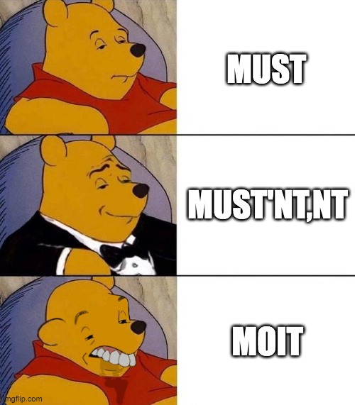 Best,Better, Blurst | MUST; MUST'NT,NT; MOIT | image tagged in best better blurst | made w/ Imgflip meme maker