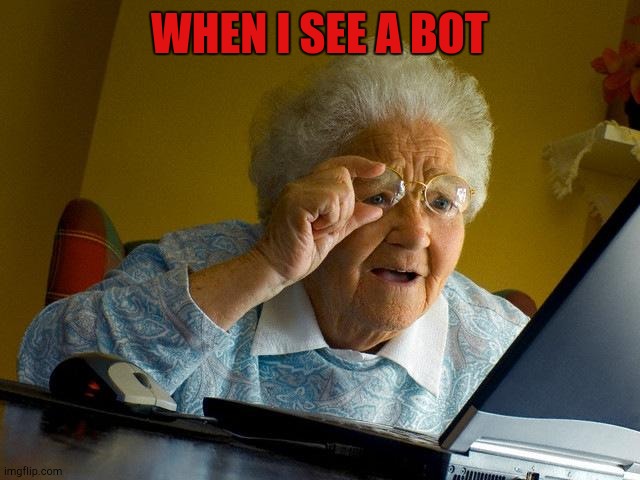 Saver | WHEN I SEE A BOT | image tagged in grandma finds the internet | made w/ Imgflip meme maker