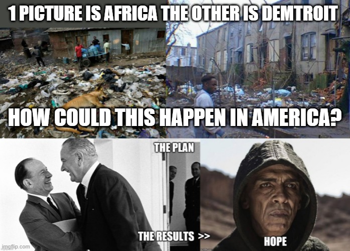 TRUTH HURTS | 1 PICTURE IS AFRICA THE OTHER IS DEMTROIT; HOW COULD THIS HAPPEN IN AMERICA? | image tagged in reality | made w/ Imgflip meme maker