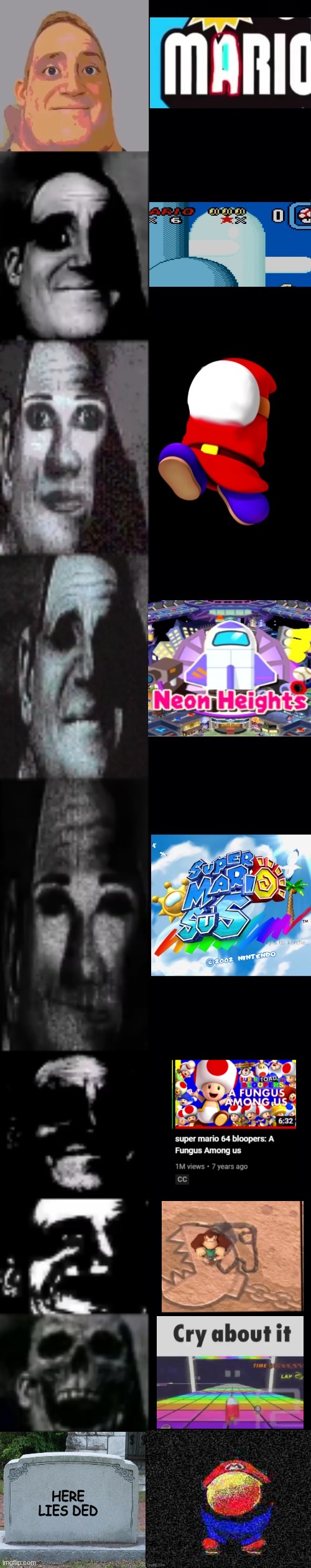 THIS IS CANCER | HERE LIES DED | image tagged in this is not okie dokie,sus,among us,mario,amogus,super mario brain cancer | made w/ Imgflip meme maker