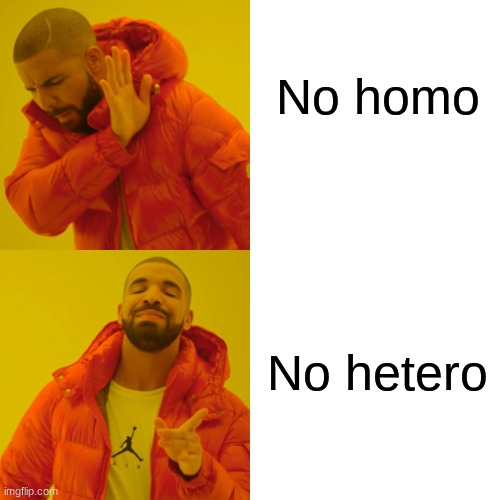 Drake Hotline Bling Meme | No homo; No hetero | image tagged in memes,drake hotline bling | made w/ Imgflip meme maker