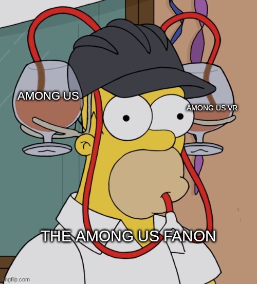 There is a 1% chance that this will make the front page | AMONG US; AMONG US VR; THE AMONG US FANON | image tagged in simpsons,front page,homer simpson,barney will eat all of your delectable biscuits | made w/ Imgflip meme maker
