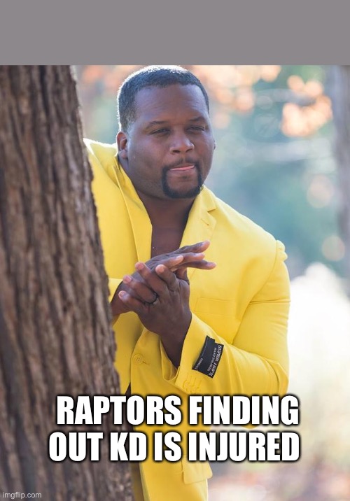 Anthony Adams Rubbing Hands | RAPTORS FINDING OUT KD IS INJURED | image tagged in anthony adams rubbing hands | made w/ Imgflip meme maker