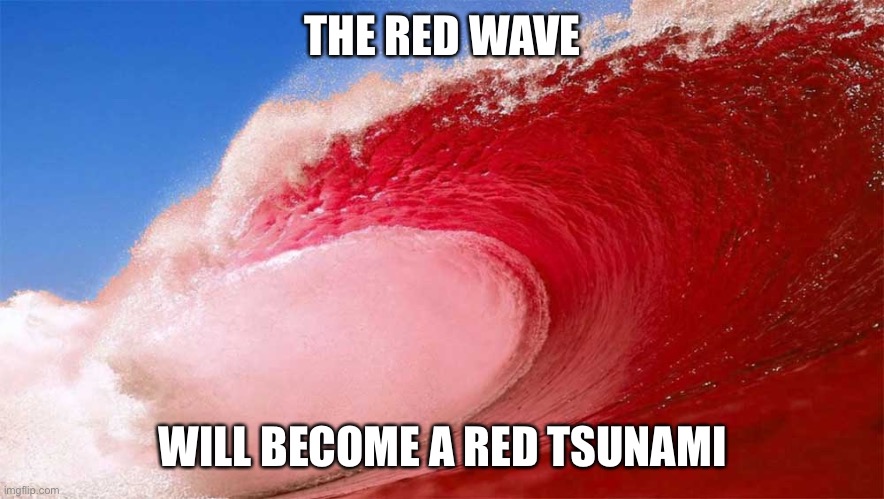 Red tsunami | THE RED WAVE; WILL BECOME A RED TSUNAMI | image tagged in red wave,joe biden,doomed,elections,lets go,brandon | made w/ Imgflip meme maker