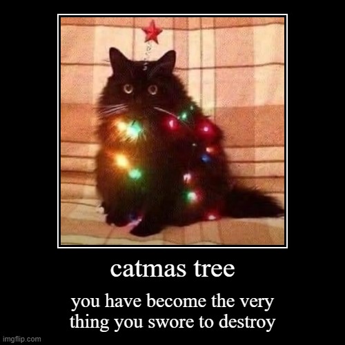 catmas tree | image tagged in funny,demotivationals | made w/ Imgflip demotivational maker