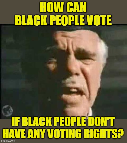 How can you have any pudding if you don't eat your meat? | HOW CAN BLACK PEOPLE VOTE IF BLACK PEOPLE DON'T HAVE ANY VOTING RIGHTS? | image tagged in how can you have any pudding if you don't eat your meat | made w/ Imgflip meme maker