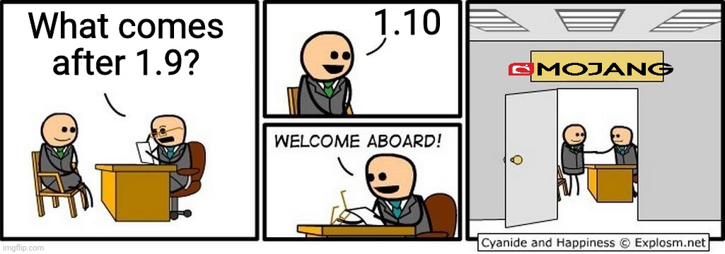 Job Interview | 1.10; What comes after 1.9? | image tagged in job interview | made w/ Imgflip meme maker